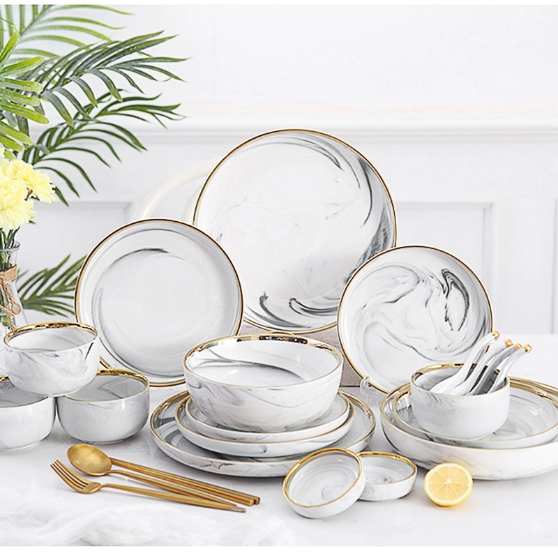 Marble Elegance Ceramic Dinner Set